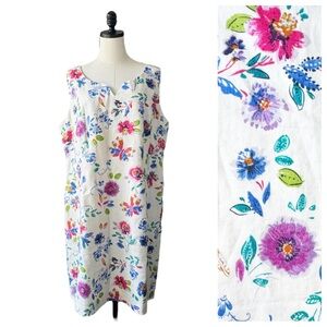 East Linen Bright Floral Shift Dress